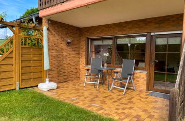 Terrasse des Apartments im Gästehaus Nelles Dieses Foto zeigt die Terrasse des Apartments im Gästehaus Nelles