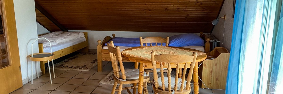 Dieses Foto zeigt den Wohn- und Schlafbereich der Ferienwohnung Hoffmann
