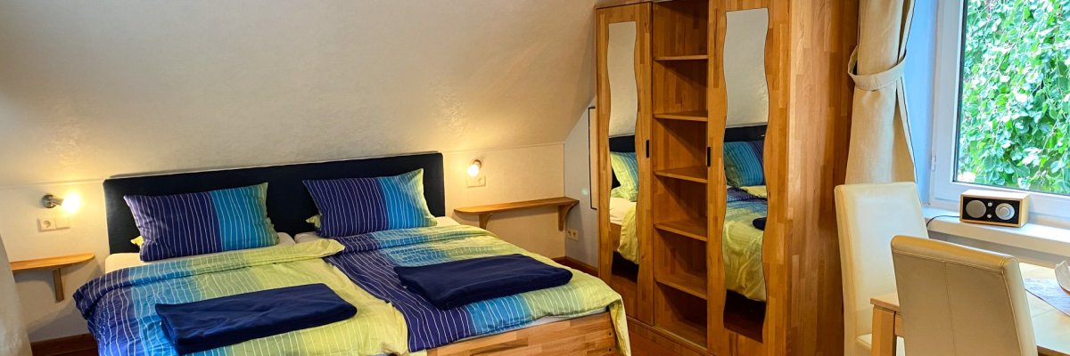 Dieses Foto zeigt den Schlafbereich der Ferienwohnung Im Wildgarten