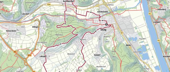 Dieses Foto zeigt eine Karte, auf der die Route der Barbarossaschleife Blau markiert ist