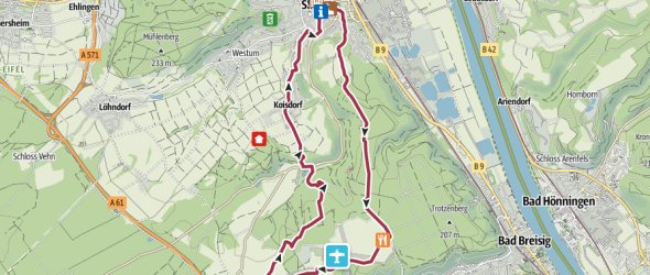 Dieses Foto zeigt eine Karte,, auf der die Route der Barbarossaschleife Grün markiert ist